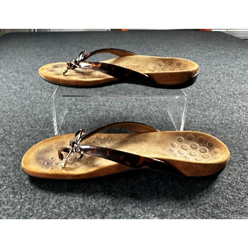 Vionic Womens Bella II Toe Bow Post Tortious Flip Flop Thong Sandals Size 10
